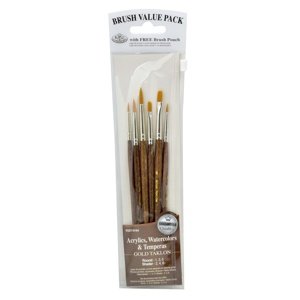 Zlatni set kistova Taklon od Royal &amp; Langnickel, paket od 6 komada