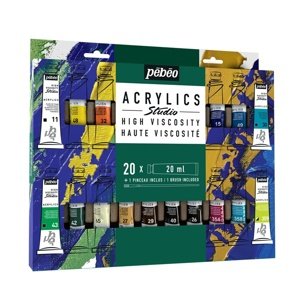 Pebeo Studio visoko viskozne akrilne boje s kistom 20x20 ml