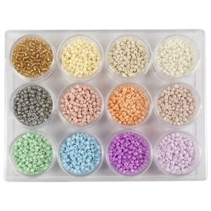 Rocaille perle, pastelne boje, 3mm, set od 12x17g