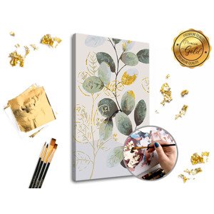 Slikanje po brojevima PREMIUM GOLD - Zeleno-zlatno lišće (set)