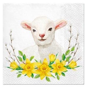 Salveta za dekupaž Lamb with Wreath - 1 kom (uskršnje salvete)