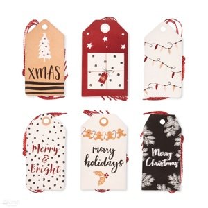 Novogodišnje etikete za dekoraciju 24 kom  | Merry Holidays