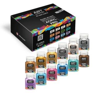 Set metalnih akrilnih boja ACRYL PRO Composite 12x20 ml